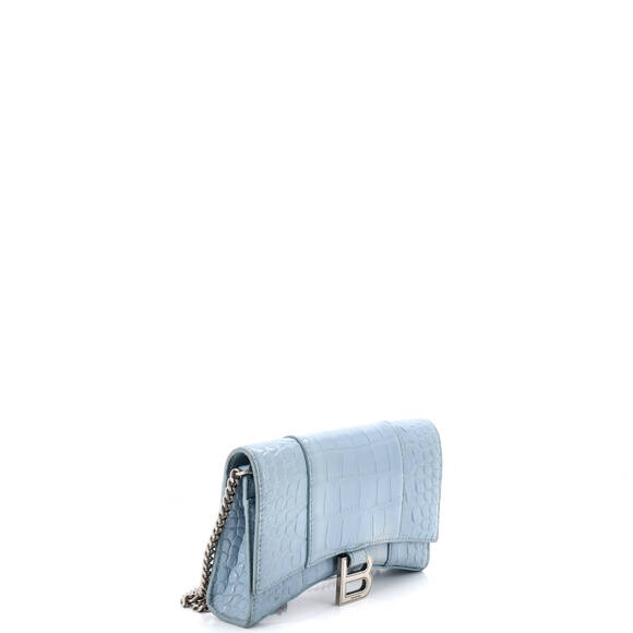 Balenciaga Hourglass Chain Wallet Crocodile Embossed Leather - Picture 2 of 6